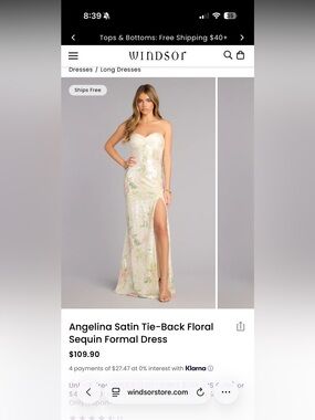 angelina satin tie-back floral sequin formal dress Windsor | Dresses | Windsor Tieback puffy sleeves